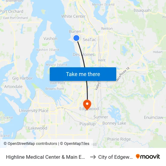 Highline Medical Center & Main Entrance to City of Edgewood map