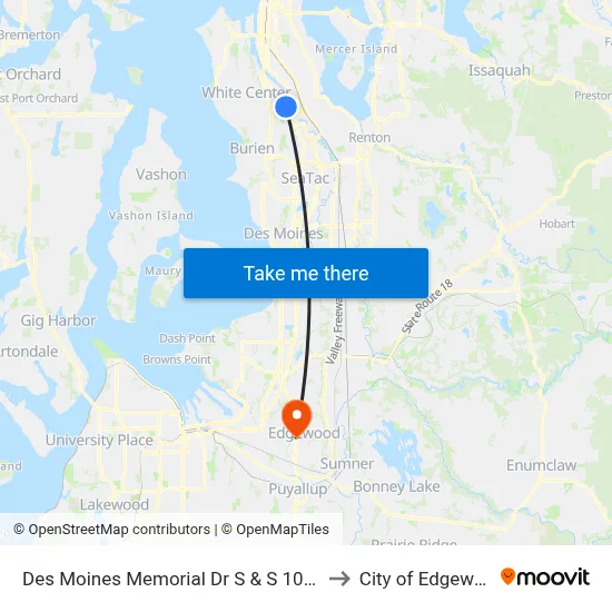 Des Moines Memorial Dr S & S 103rd St to City of Edgewood map