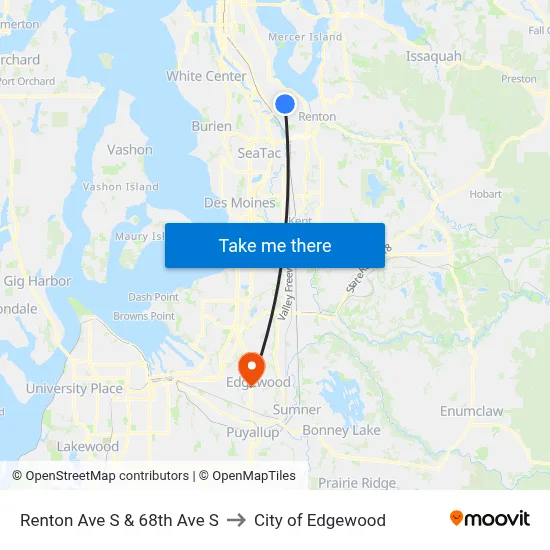 Renton Ave S & 68th Ave S to City of Edgewood map