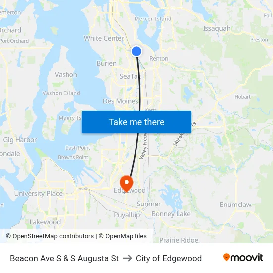 Beacon Ave S & S Augusta St to City of Edgewood map