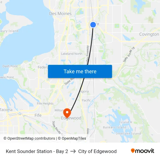 Kent Sounder Station - Bay 2 to City of Edgewood map