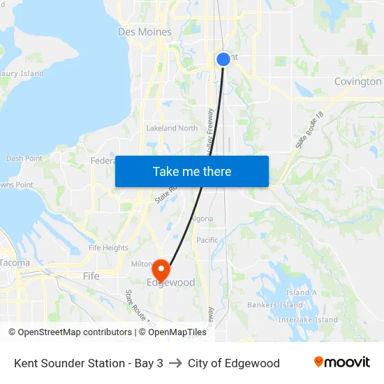 Kent Sounder Station - Bay 3 to City of Edgewood map