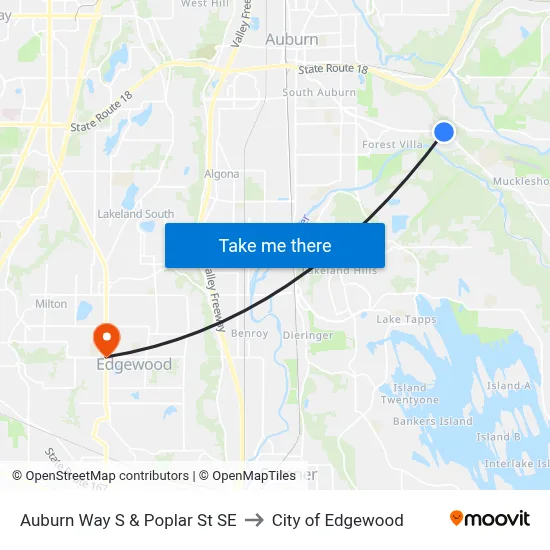 Auburn Way S & Poplar St SE to City of Edgewood map