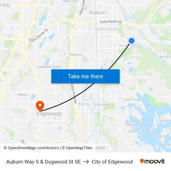 Auburn Way S & Dogwood St SE to City of Edgewood map