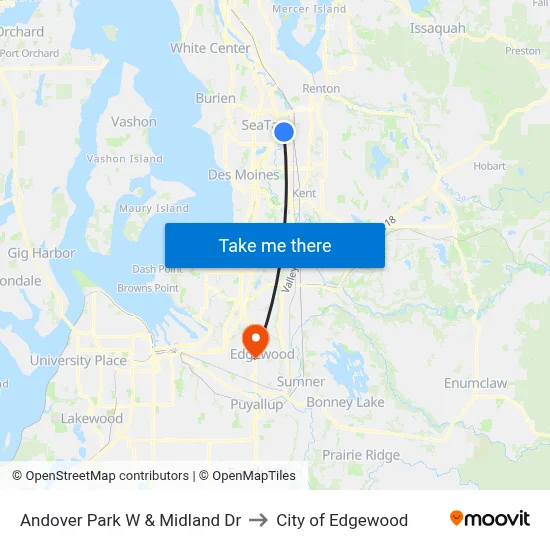 Andover Park W & Midland Dr to City of Edgewood map