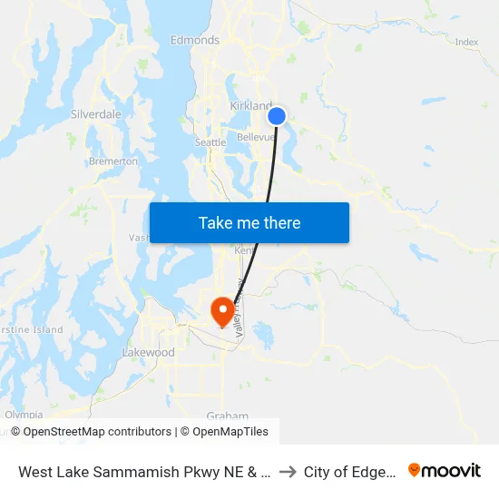 West Lake Sammamish Pkwy NE & Leary Way to City of Edgewood map