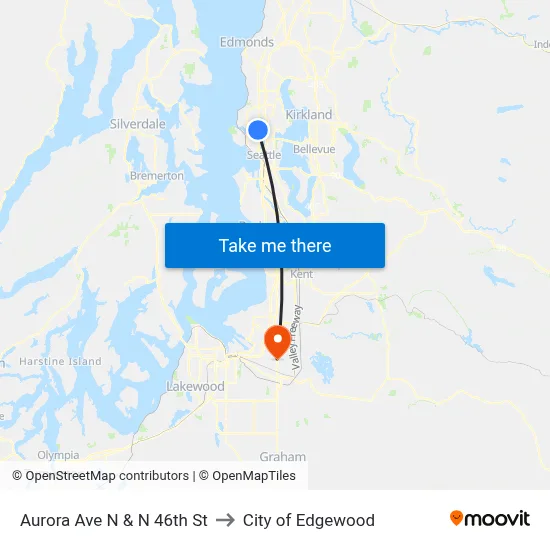 Aurora Ave N & N 46th St to City of Edgewood map
