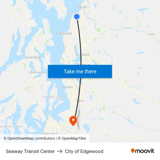 Seaway Transit Center to City of Edgewood map