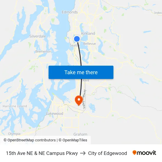 15th Ave NE & NE Campus Pkwy to City of Edgewood map
