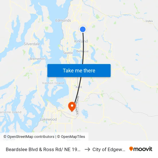 Beardslee Blvd & Ross Rd/ NE 195th St to City of Edgewood map