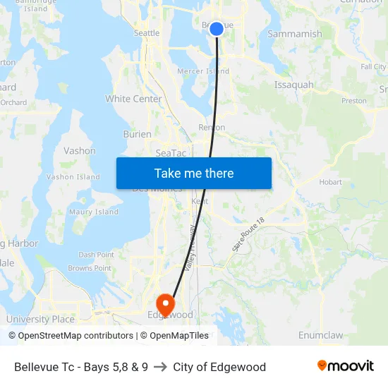 Bellevue Tc - Bays  5,8 & 9 to City of Edgewood map