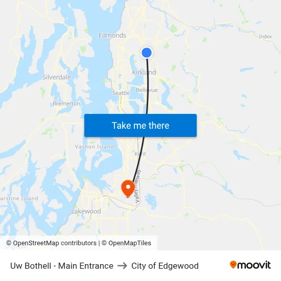 Uw Bothell - Main Entrance to City of Edgewood map