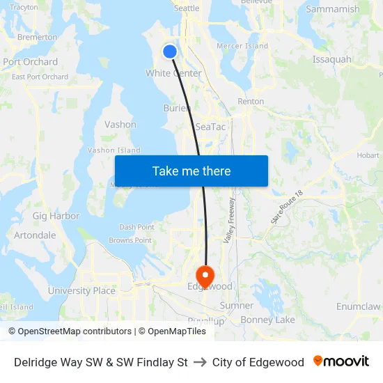 Delridge Way SW & SW Findlay St to City of Edgewood map