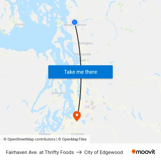 Fairhaven Ave. at Thrifty Foods to City of Edgewood map