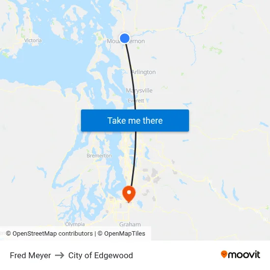 Fred Meyer to City of Edgewood map