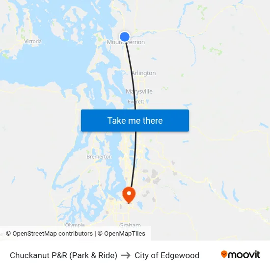 Chuckanut P&R (Park & Ride) to City of Edgewood map