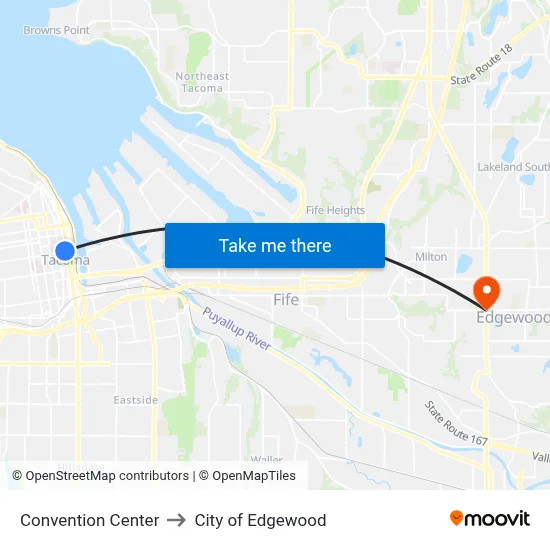 Convention Center to City of Edgewood map
