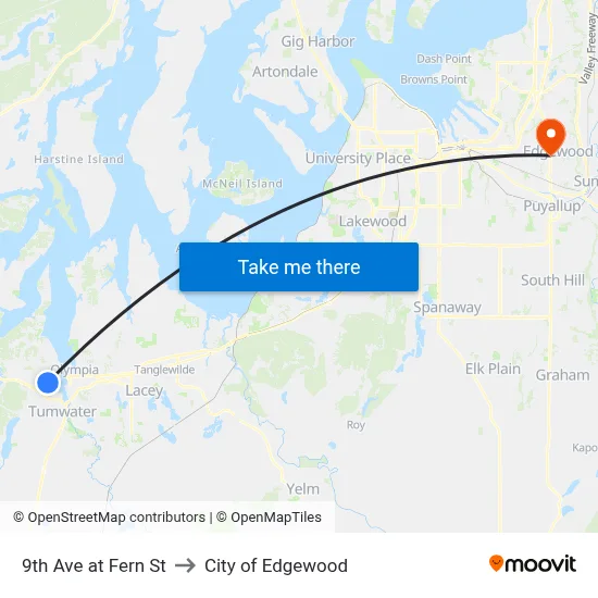 9th Ave at Fern St to City of Edgewood map