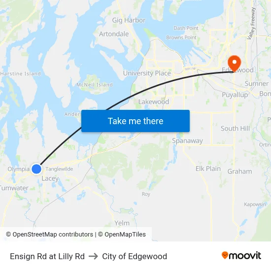 Ensign Rd at Lilly Rd to City of Edgewood map