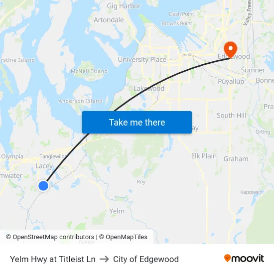 Yelm Hwy at Titleist Ln to City of Edgewood map