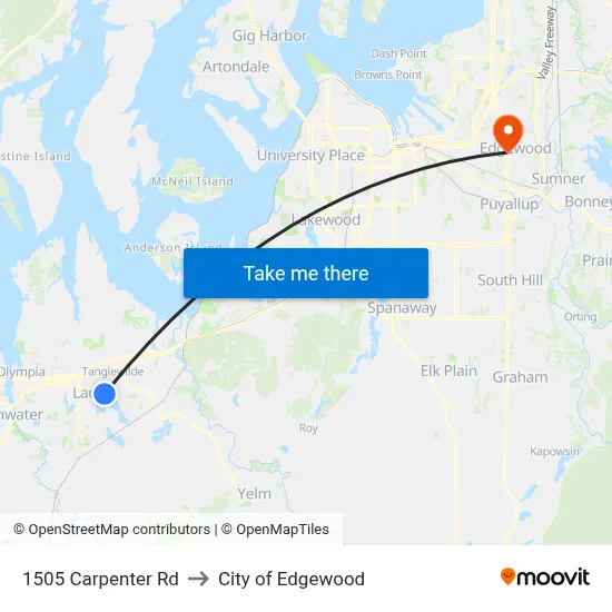 1505 Carpenter Rd to City of Edgewood map