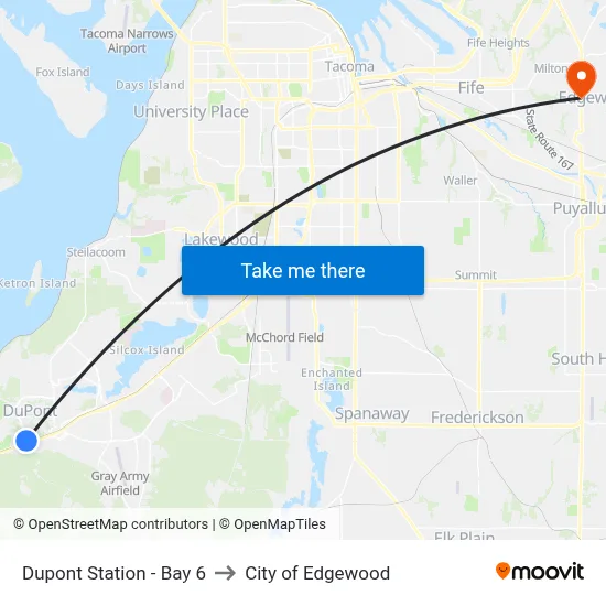 Dupont Station - Bay 6 to City of Edgewood map