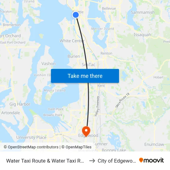 Water Taxi Route & Water Taxi Route to City of Edgewood map