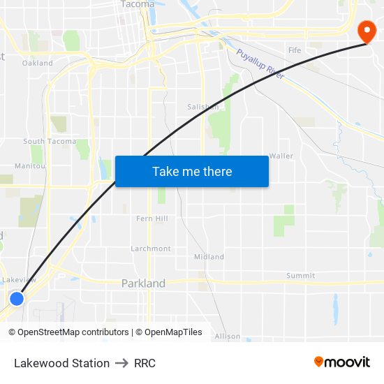 Lakewood Station to RRC map