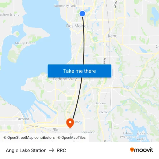 Angle Lake Station to RRC map