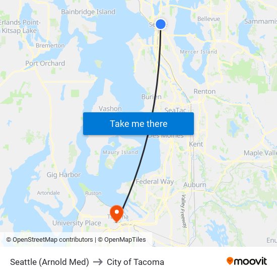 Seattle (Arnold Med) to City of Tacoma map