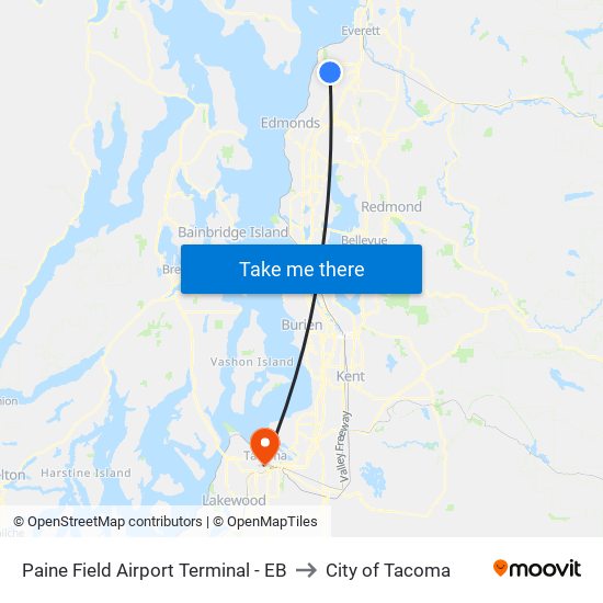 Paine Field Airport Terminal - EB to City of Tacoma map
