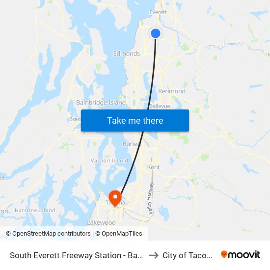 South Everett Freeway Station - Bay 4 to City of Tacoma map