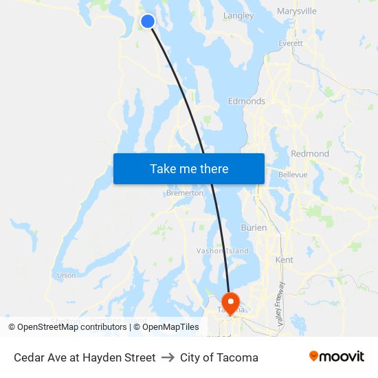 Cedar Ave at Hayden Street to City of Tacoma map