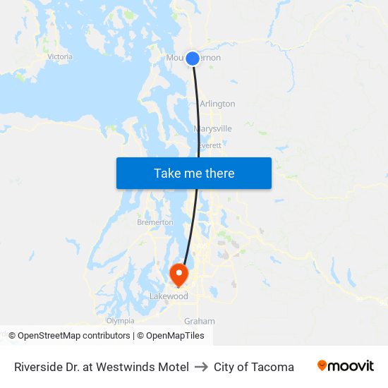 Riverside Dr. at Westwinds Motel to City of Tacoma map