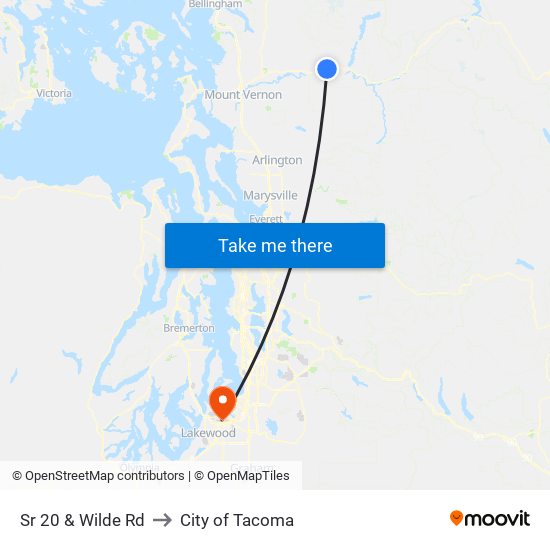 Sr 20 & Wilde Rd to City of Tacoma map