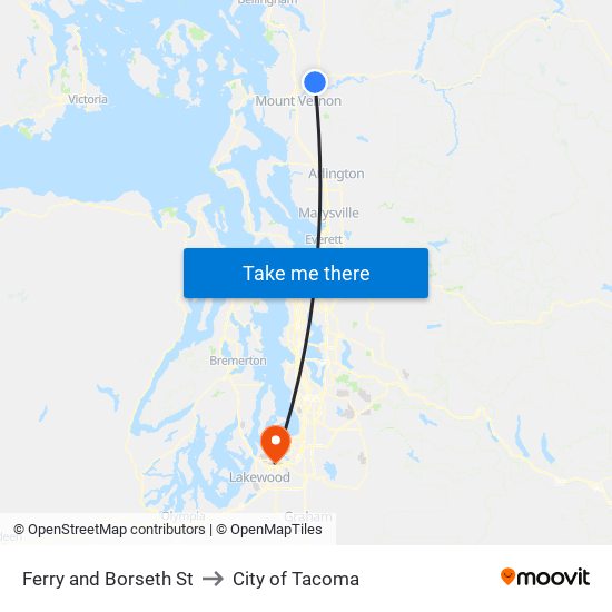 Ferry and Borseth St to City of Tacoma map