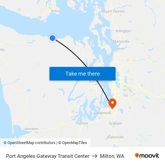 Port Angeles Gateway Transit Center to Milton, WA map