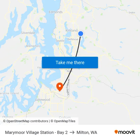 Marymoor Village Station - Bay 2 to Milton, WA map