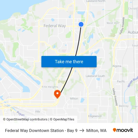 Federal Way Downtown Station - Bay 9 to Milton, WA map