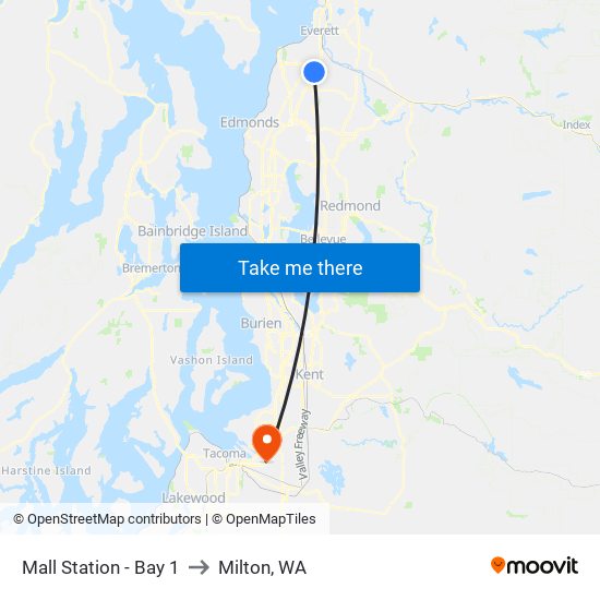 Mall Station - Bay 1 to Milton, WA map