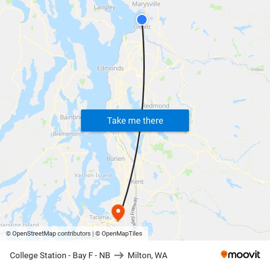 College Station - Bay F - NB to Milton, WA map