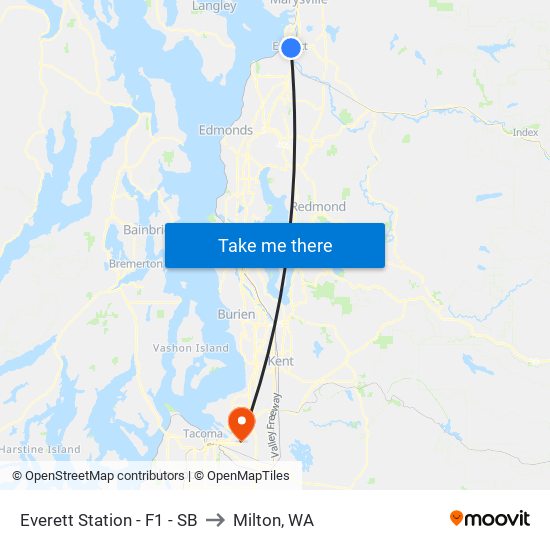Everett Station - F1 - SB to Milton, WA map