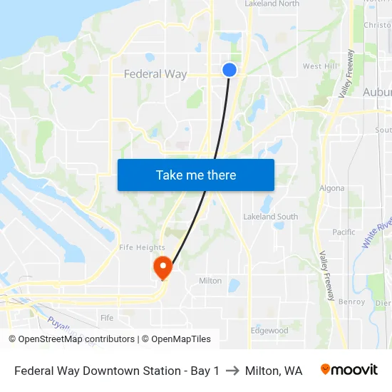 Federal Way Downtown Station - Bay 1 to Milton, WA map