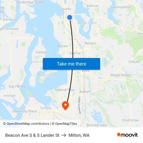Beacon Ave S & S Lander St to Milton, WA map