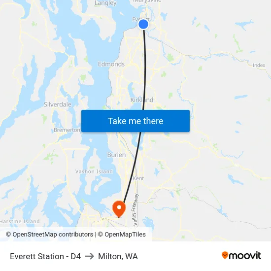 Everett Station - D4 to Milton, WA map