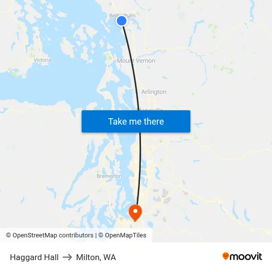 Haggard Hall to Milton, WA map