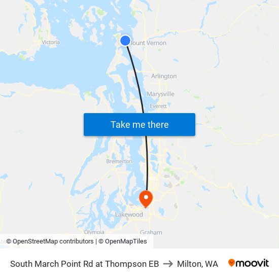 South March Point Rd at Thompson EB to Milton, WA map