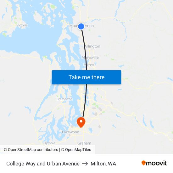 College Way and Urban Avenue to Milton, WA map