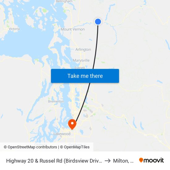 Highway 20 & Russel Rd (Birdsview Drive In) to Milton, WA map