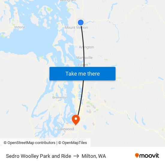 Sedro Woolley Park and Ride to Milton, WA map